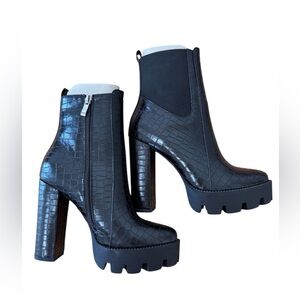 Black Platform Ankle Boot Heels